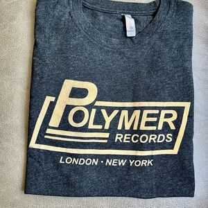 SPINAL TAP Polymer Records, Next Level Apparel Charcoal Gray Tee with Gold Print